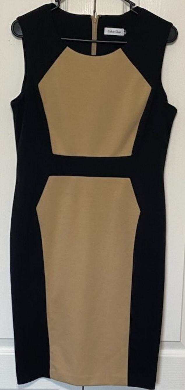 Calvin Klein Hourglass Illusion Color‑Block Dress – Size 10